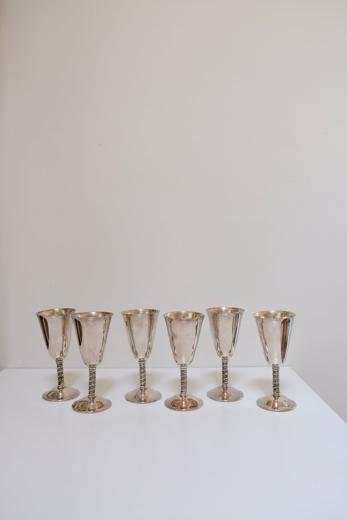 Set of Six Silver Plated Goblets, Sevilla Spain