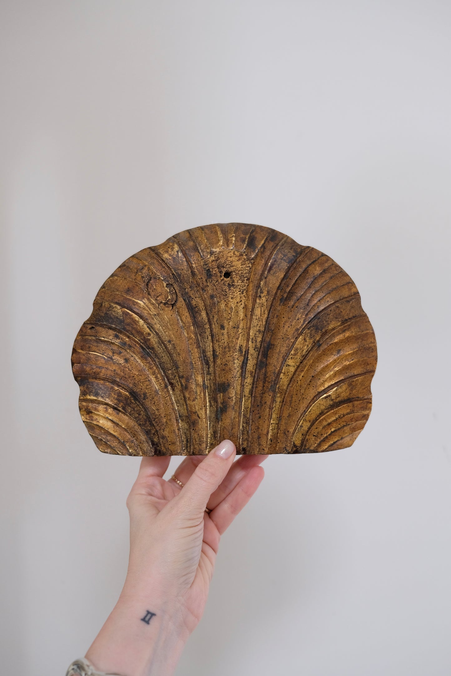 Gilded Hand-Carved Wooden Shell Salvage Piece