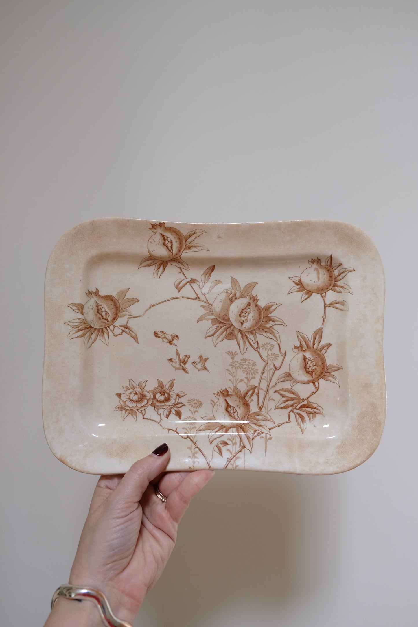 19th-Century English Ironstone Platter
Brown transferware “Pomegranate”