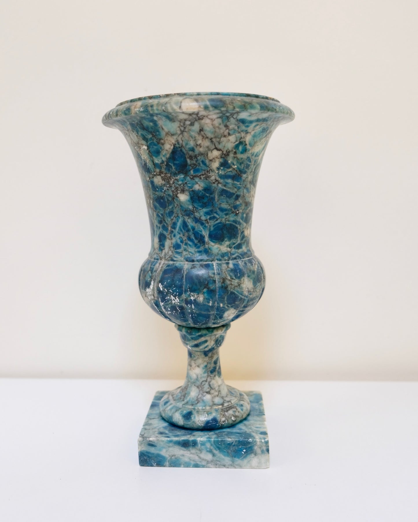 Stunning Rare Blue and White Alabaster Urn