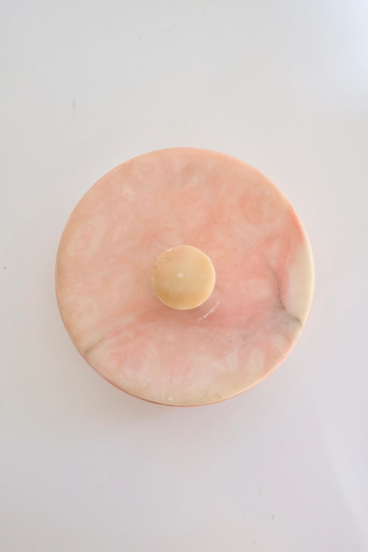 Vintage Pink Alabaster Lidded Trinket Dish