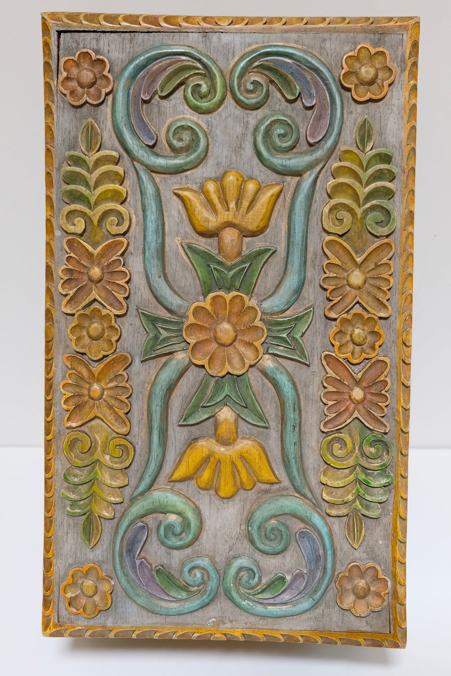 Hand-carved Floral Wooden Box