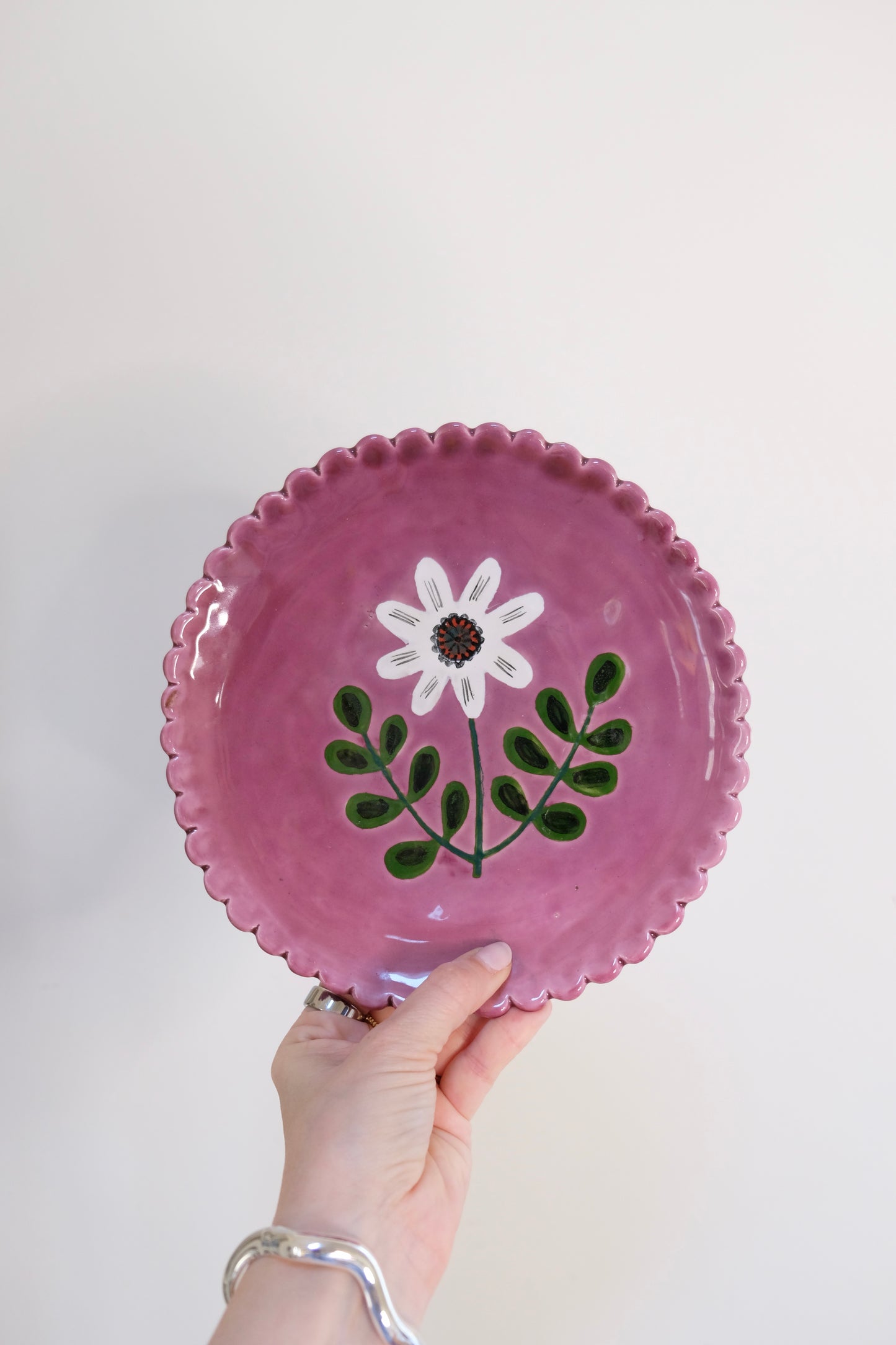 Vintage French Hand-Painted Mauve Plates by Sophie
