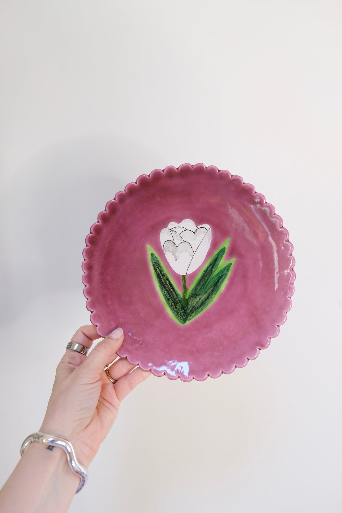 Vintage French Hand-Painted Mauve Plates by Sophie