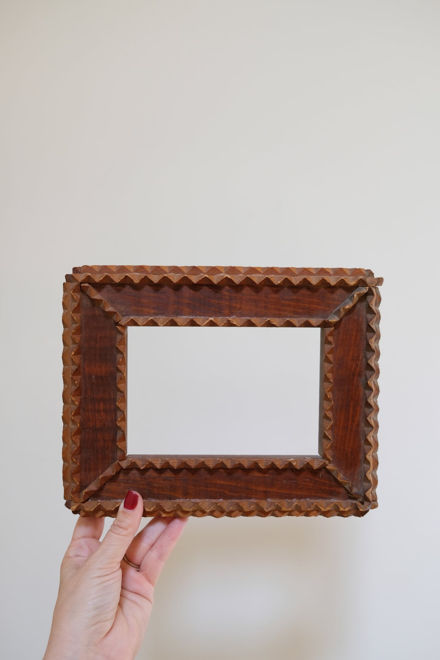 Beautiful Tramp Art Wooden Frame