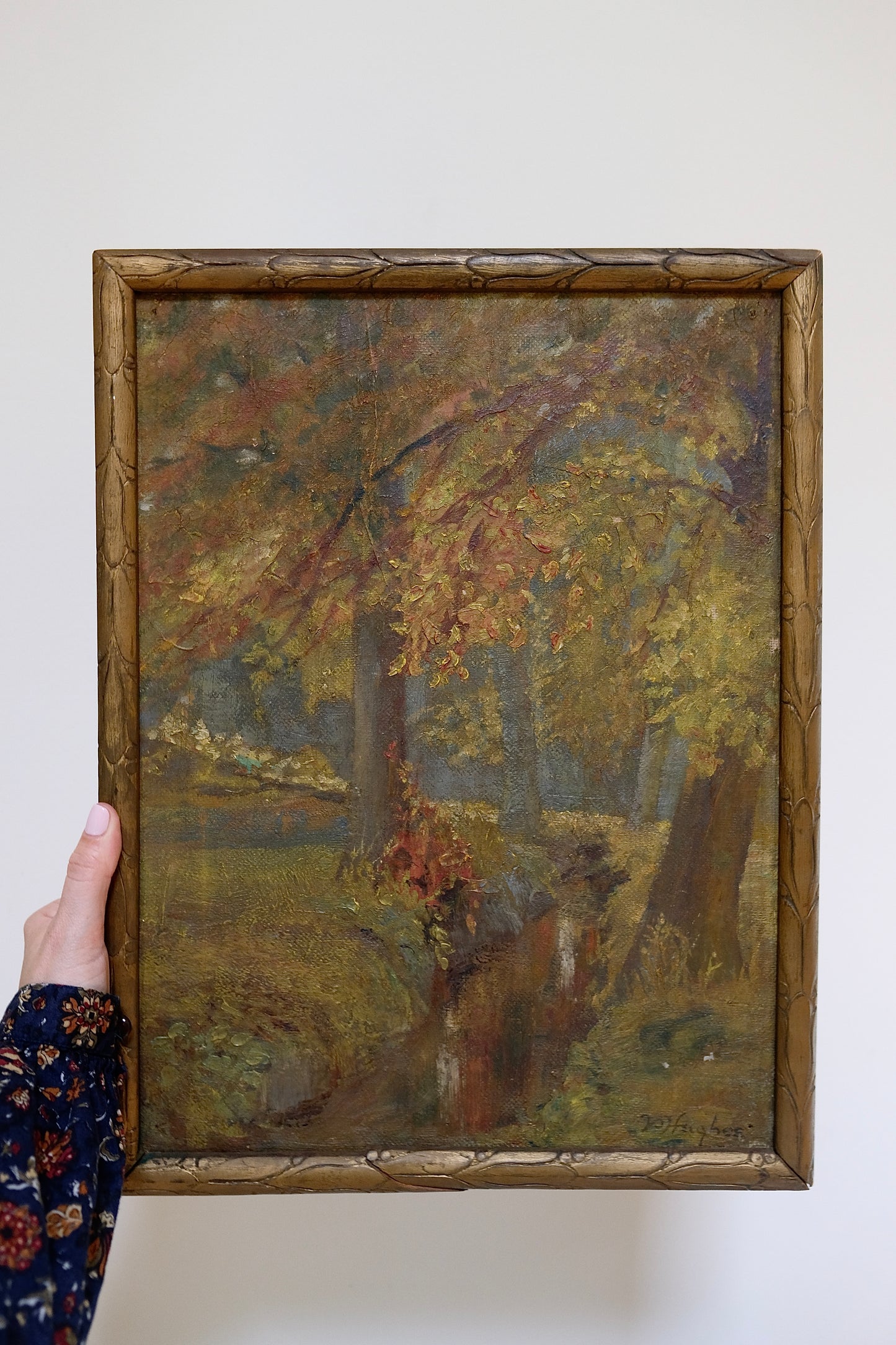 Antique Oil Painting titled "Brook Side”