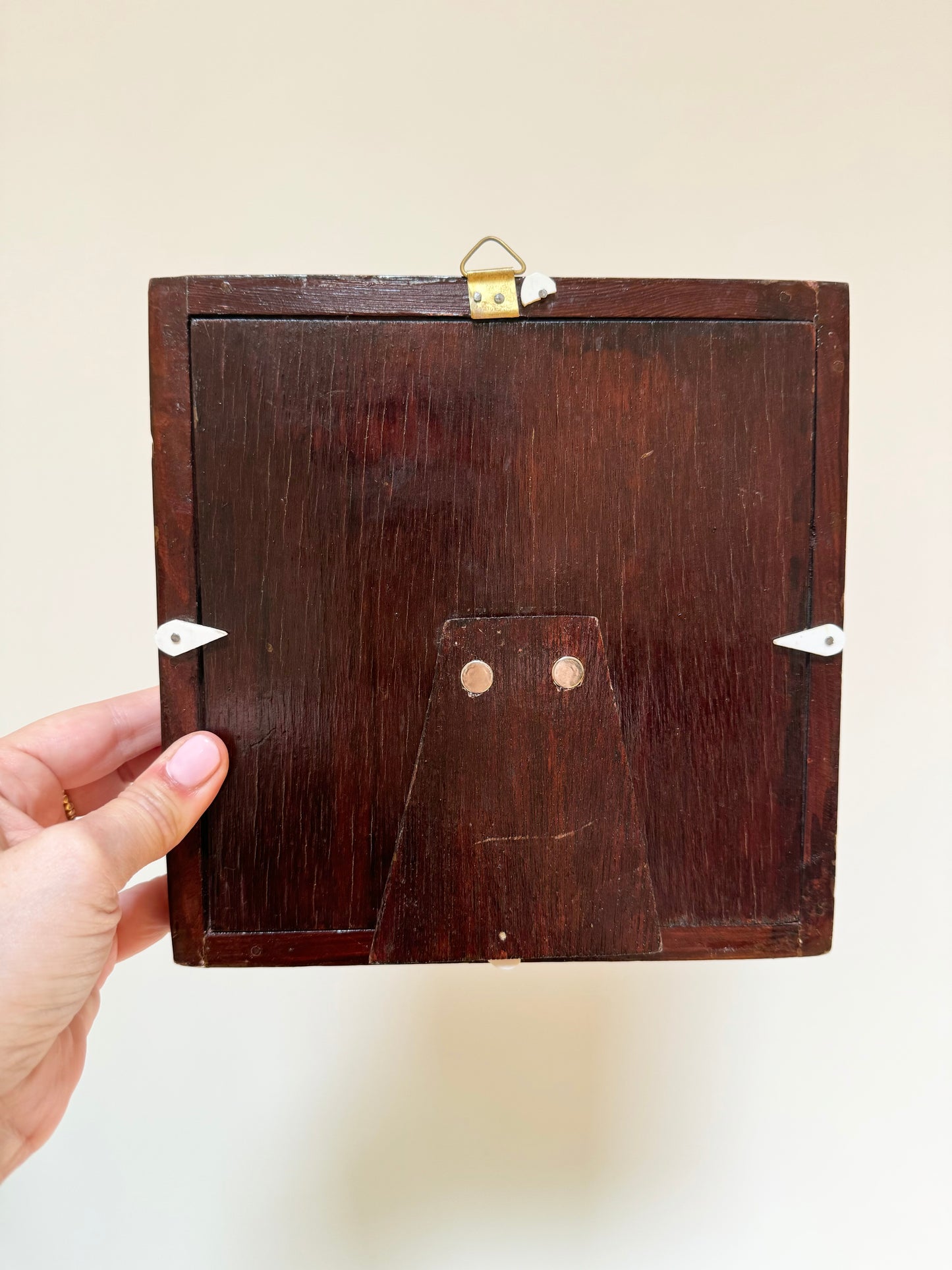 Vintage micro-mosaic inlaid wood frame
