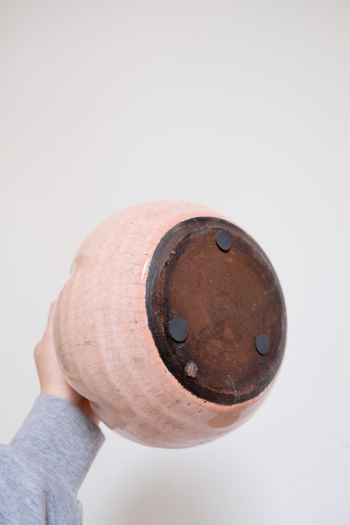 Pink Glazed Terracotta Gathered Pot