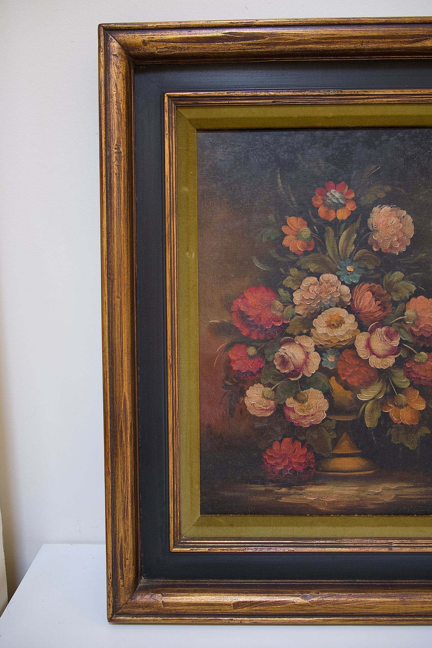 Vintage Moody Floral Oil Painting