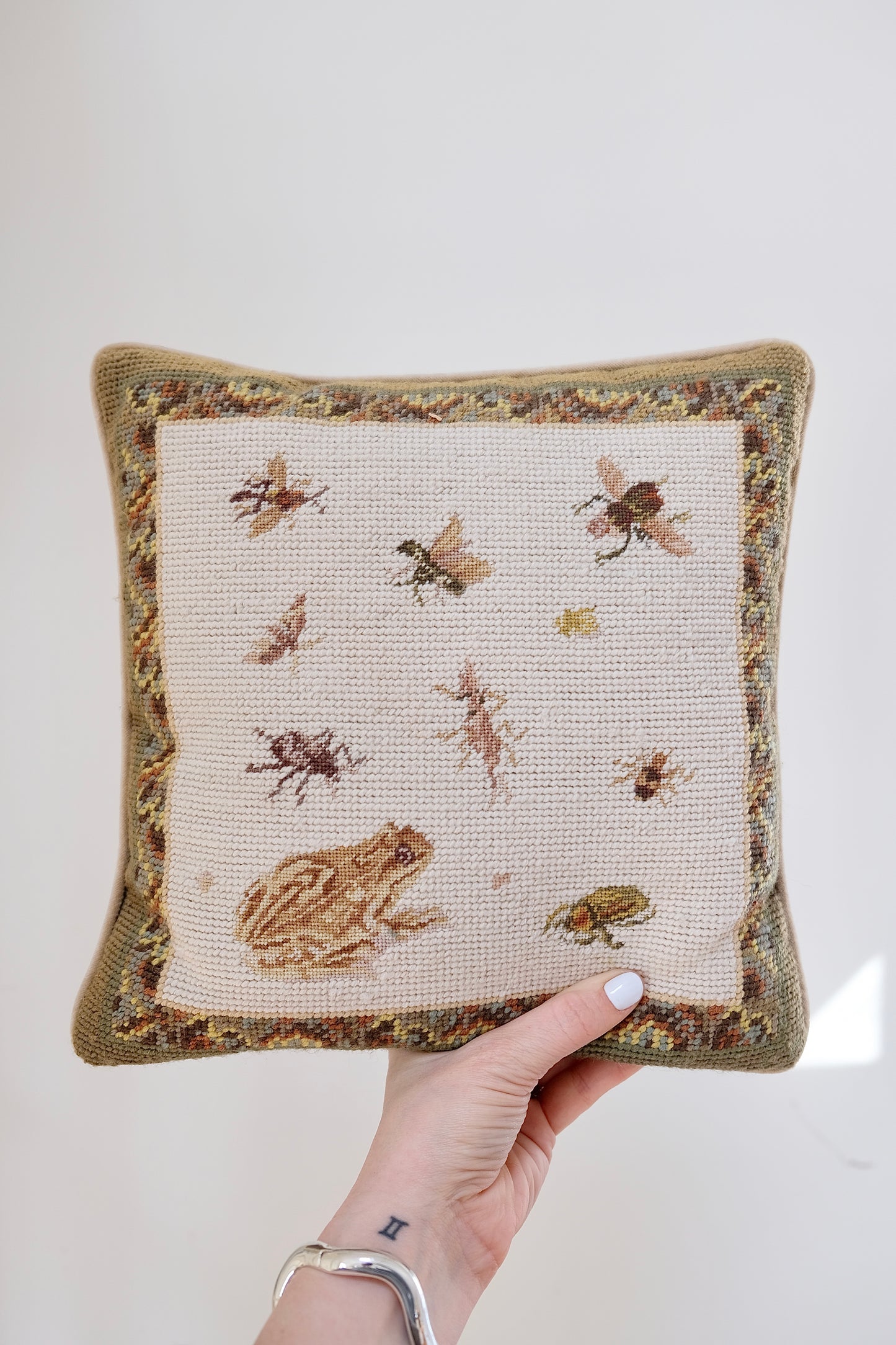Adorable Vintage Needlepoint Springtime Pillows
