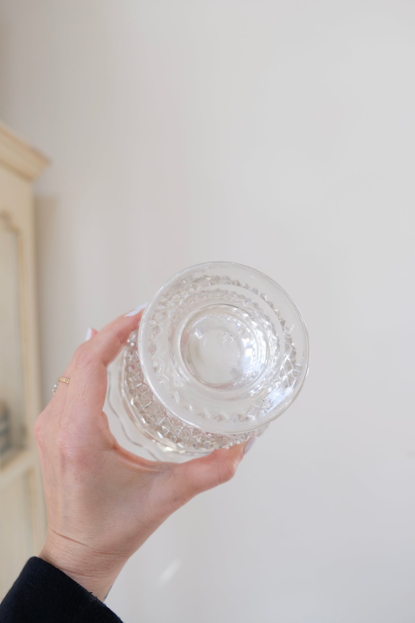 Vintage Footed Pedestal Vase with Scalloped Edge