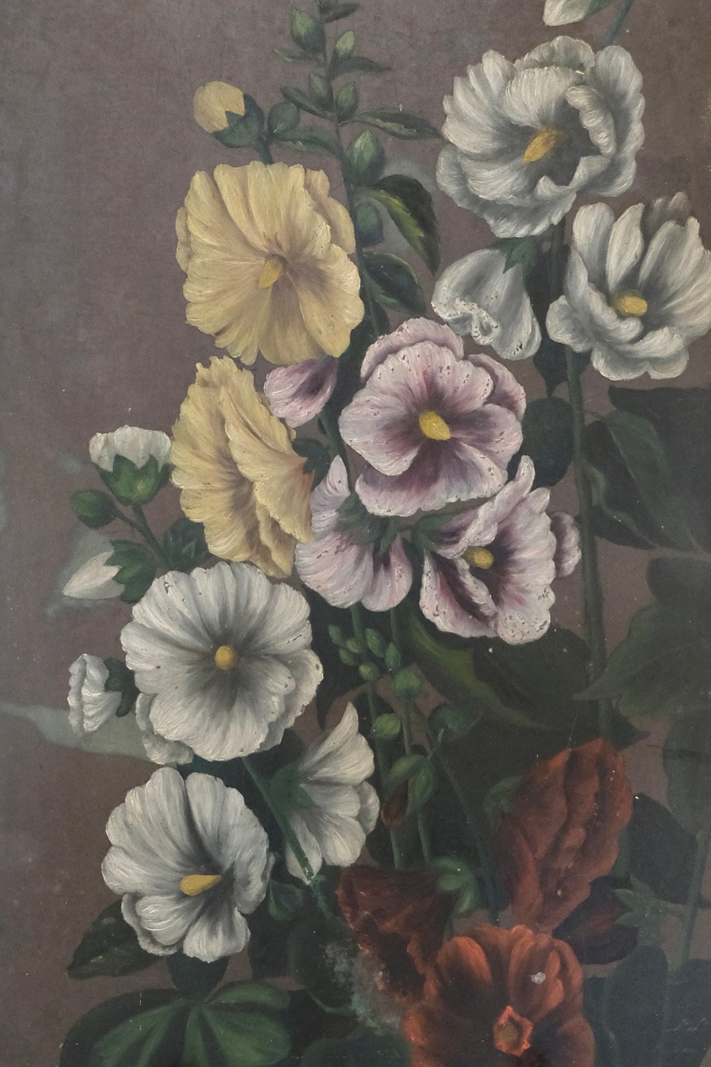 Large Moody Floral Painting on Slate