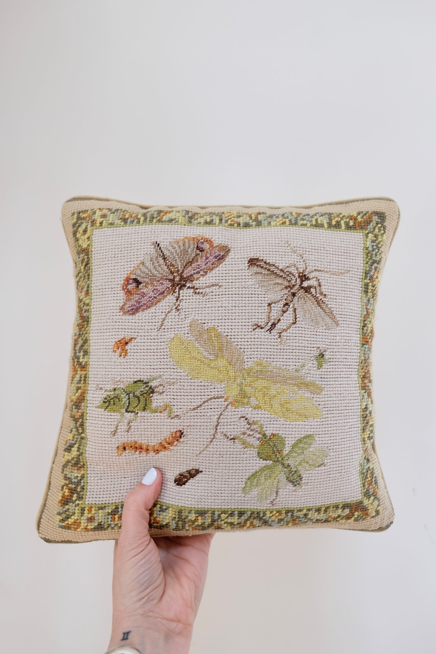 Adorable Vintage Needlepoint Springtime Pillows