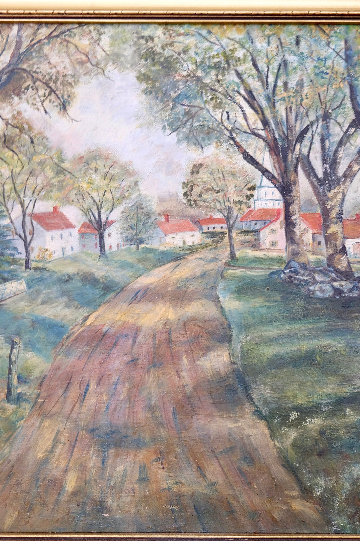 Signed & Dated 1948 Oil Painting of a Country Lane