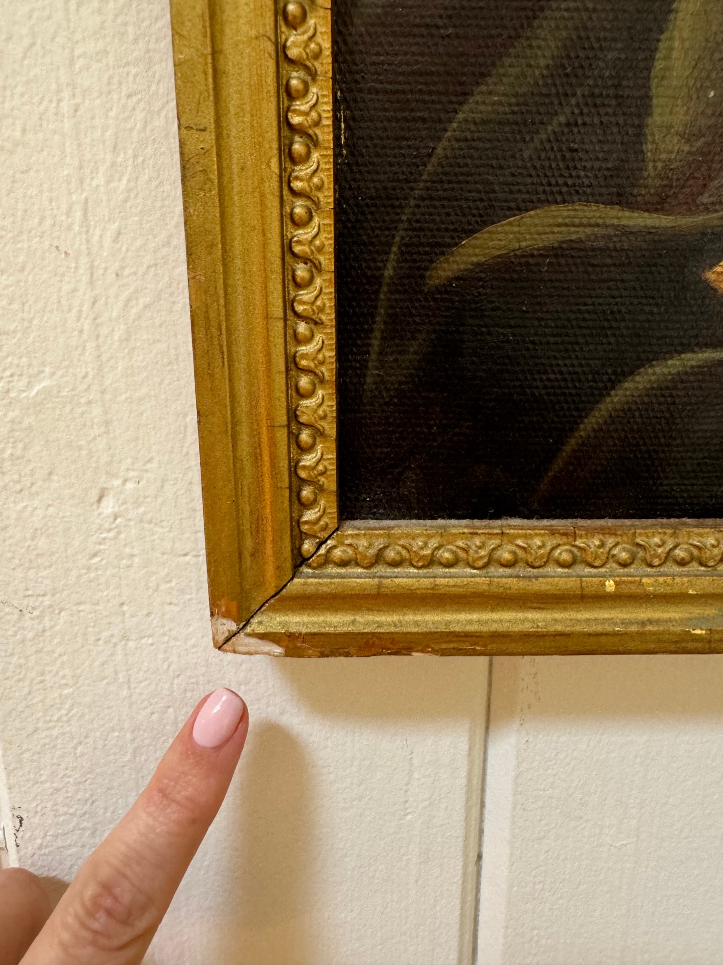 Framed Oil Painting of Irises