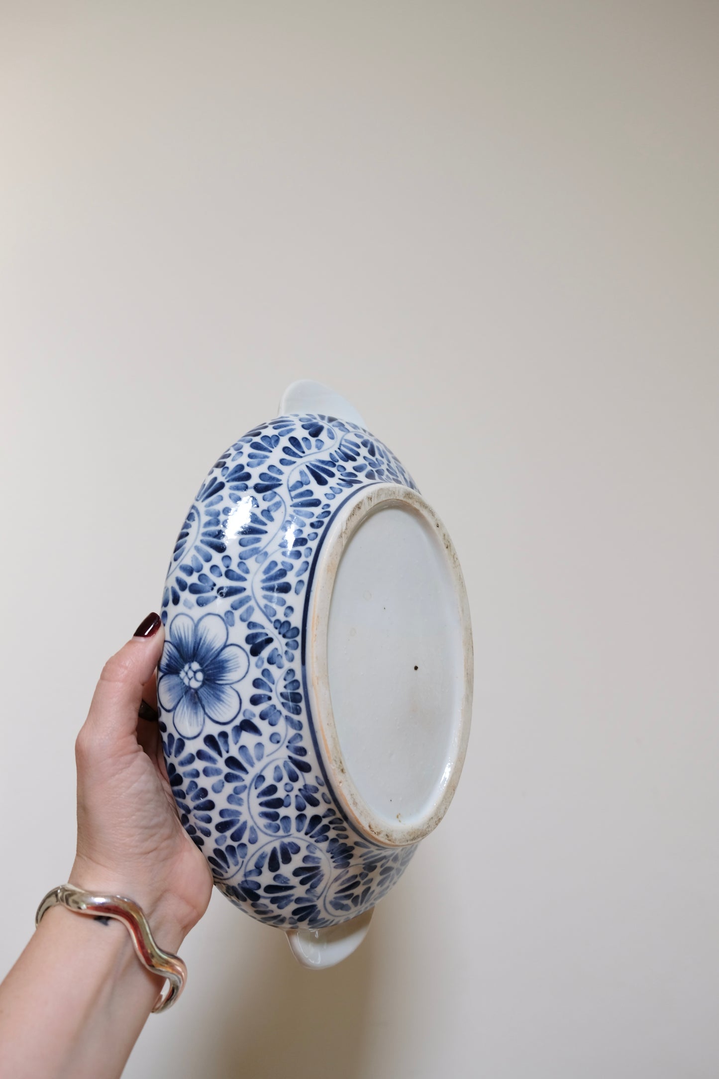 Blue & White Floral Tureen with Lid