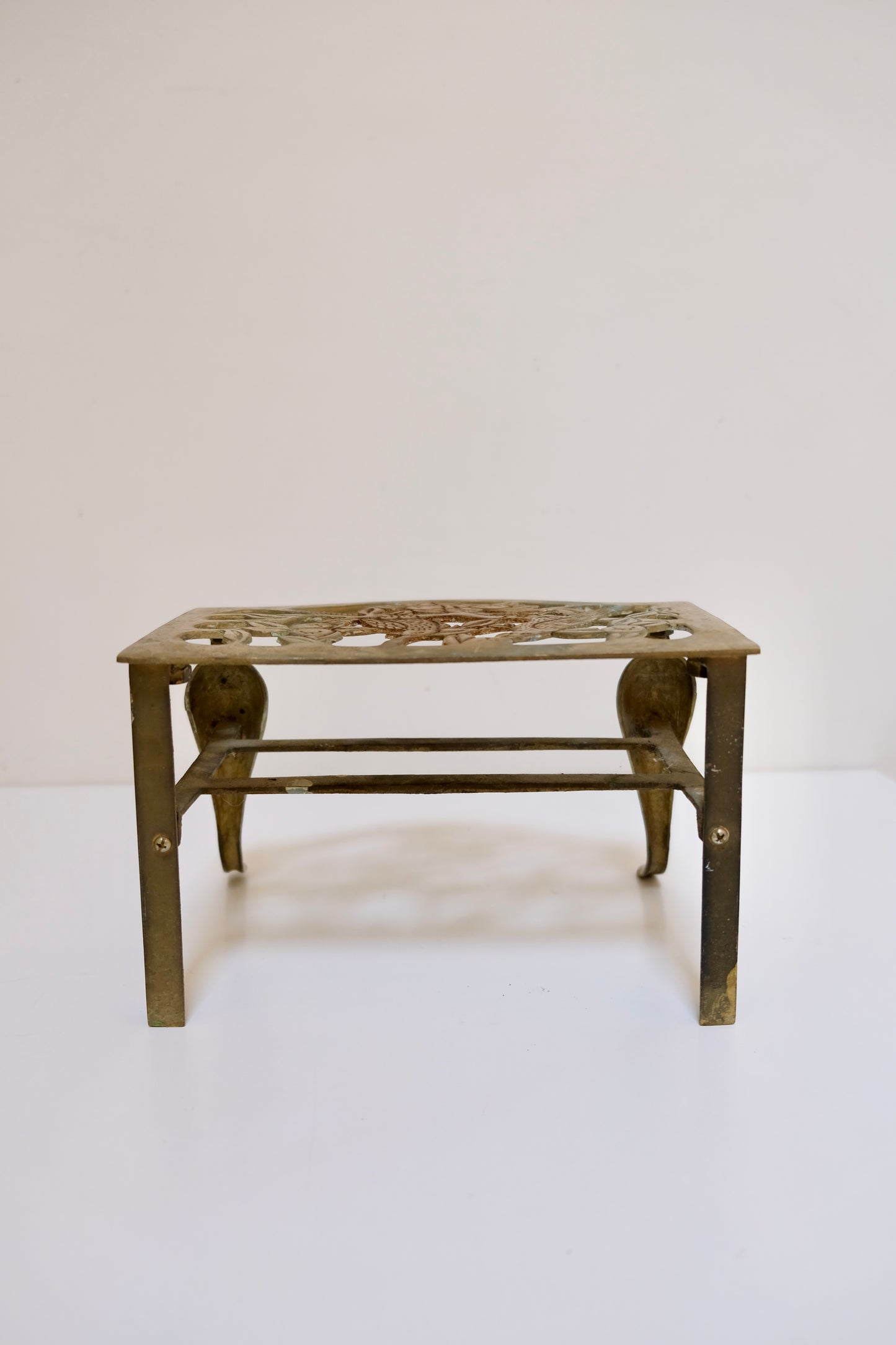 Small Brass Footman Stand With Birds