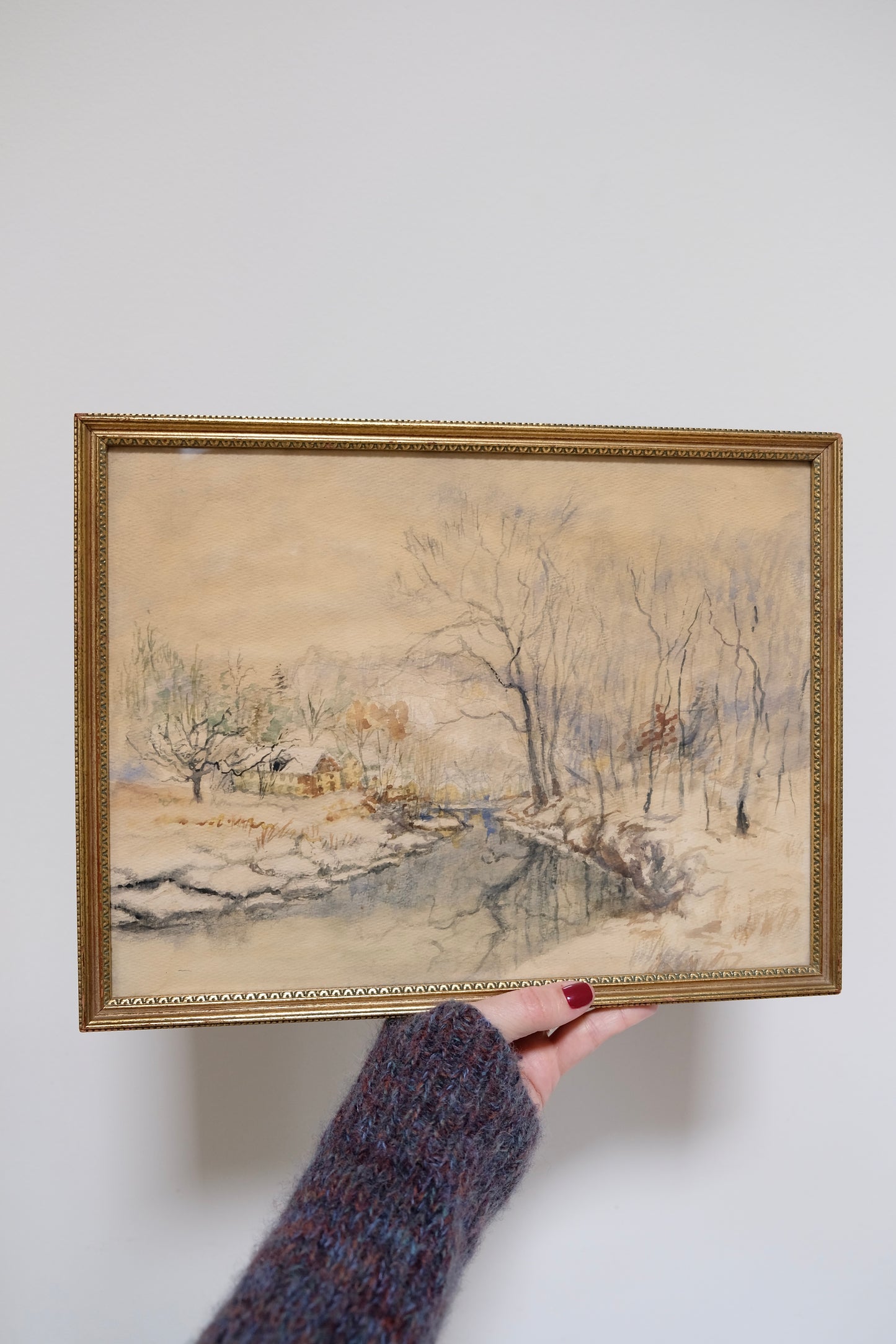 Watercolor of a Winter Wonderland Scene