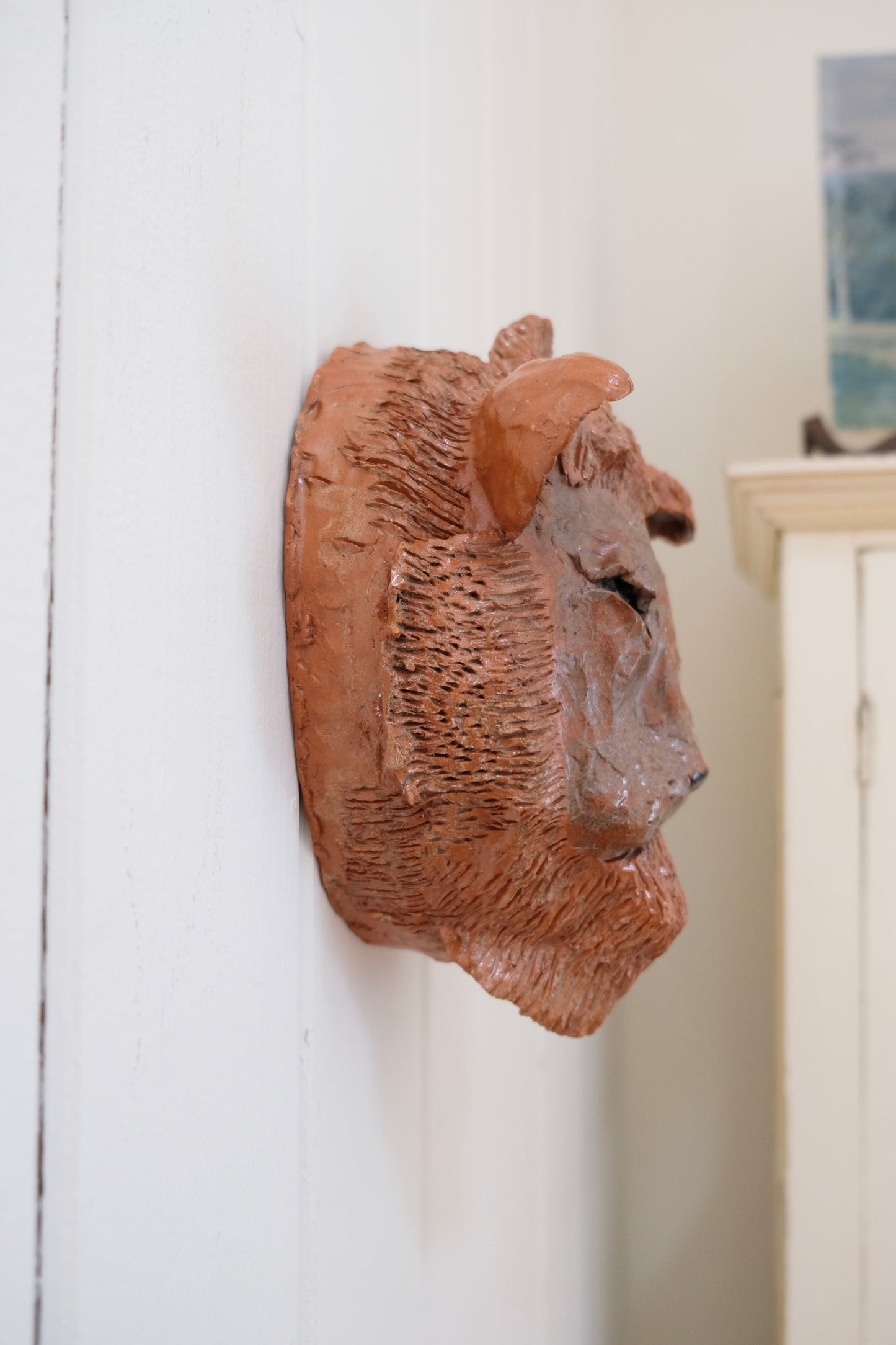 Amazing Hand-Made Pottery Lion Bust