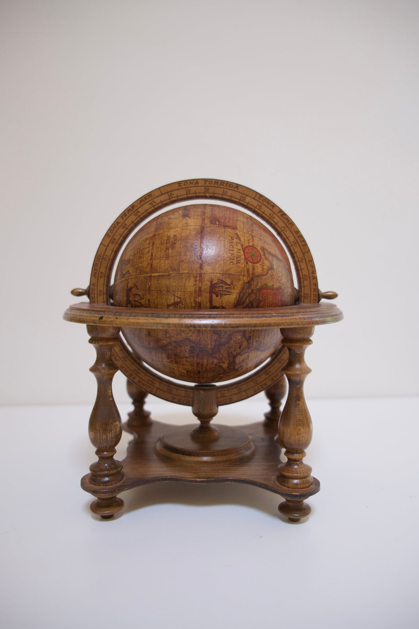 Vintage Globe on Wooden Stand