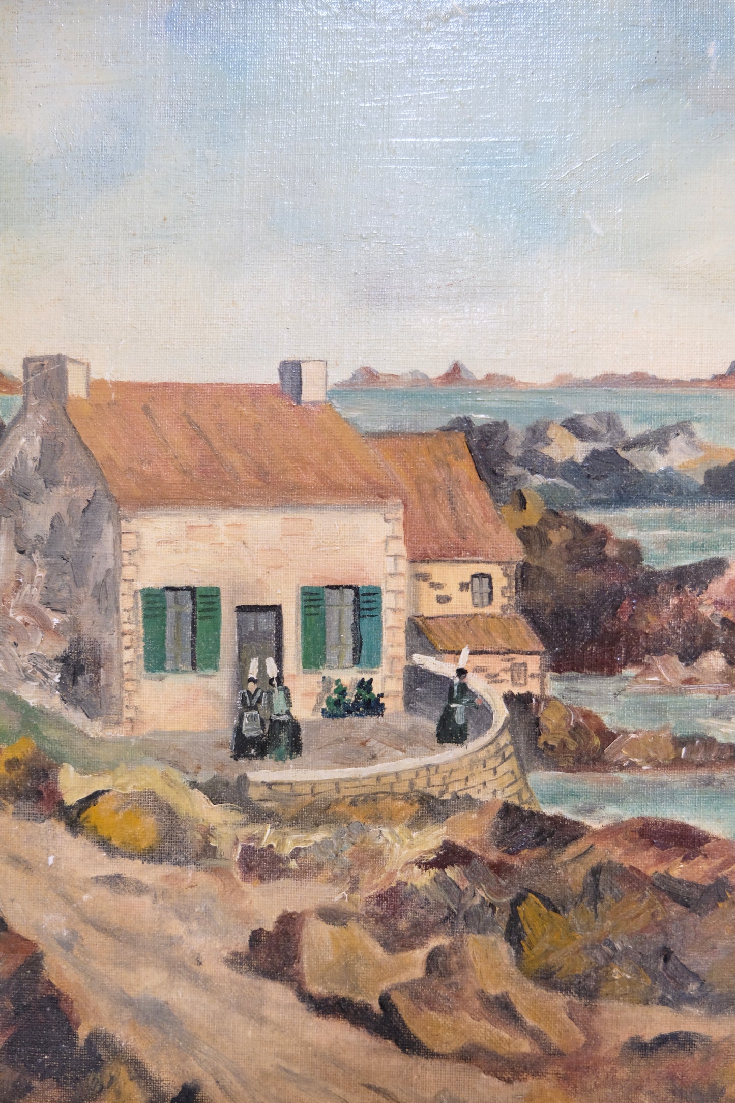 French Coastal Oil Painting, signed Danjon – 20.75” x 15.75”