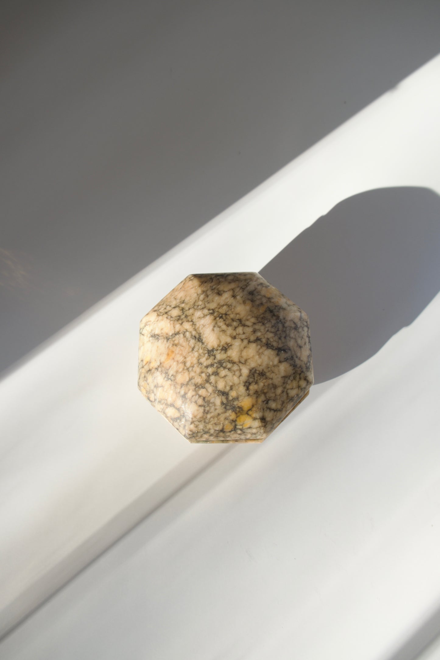 Vintage Octagon Alabaster Jewelry Casket