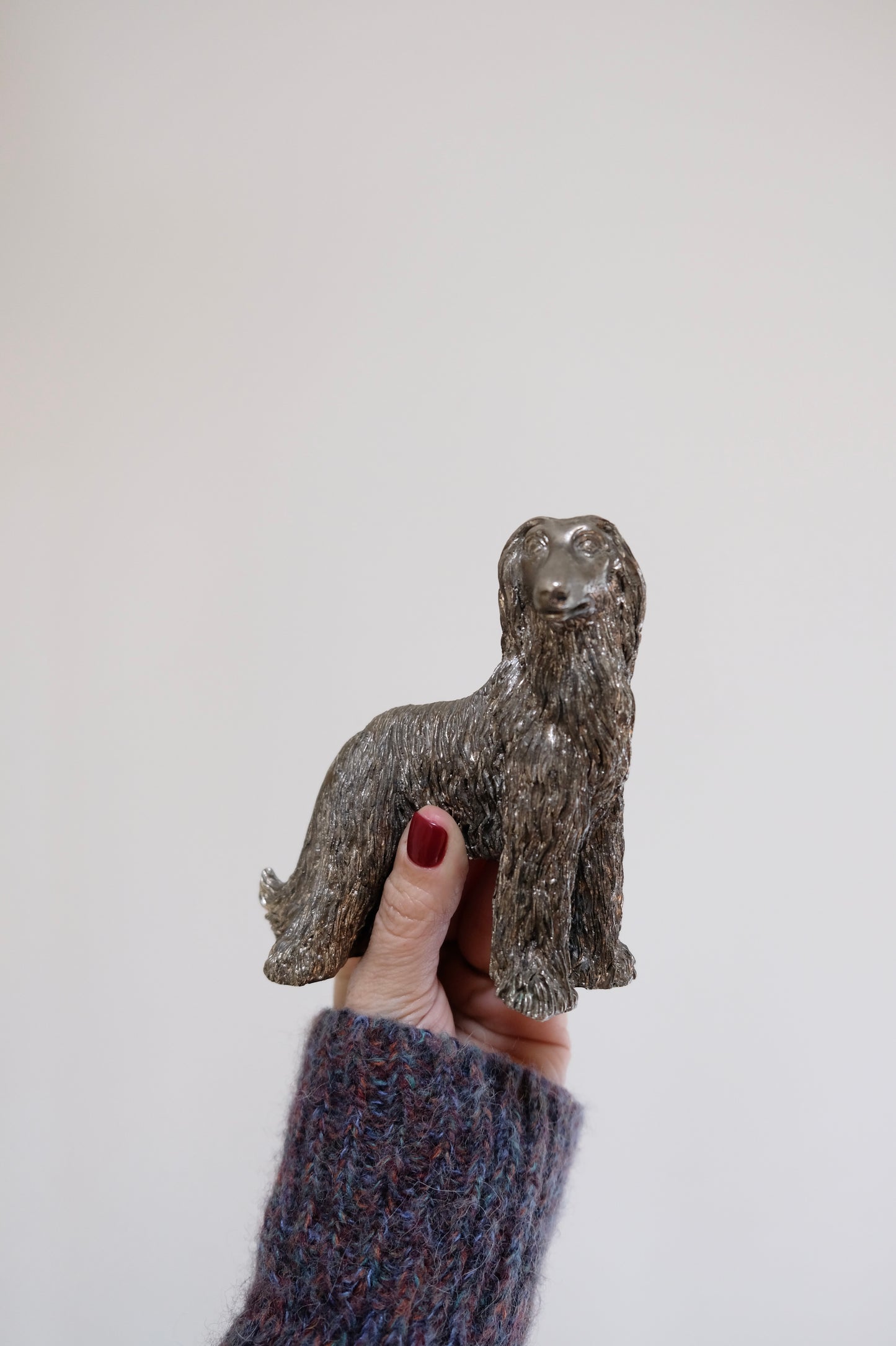 Vintage Pewter Afghan Hound Sculpture, made in Italy