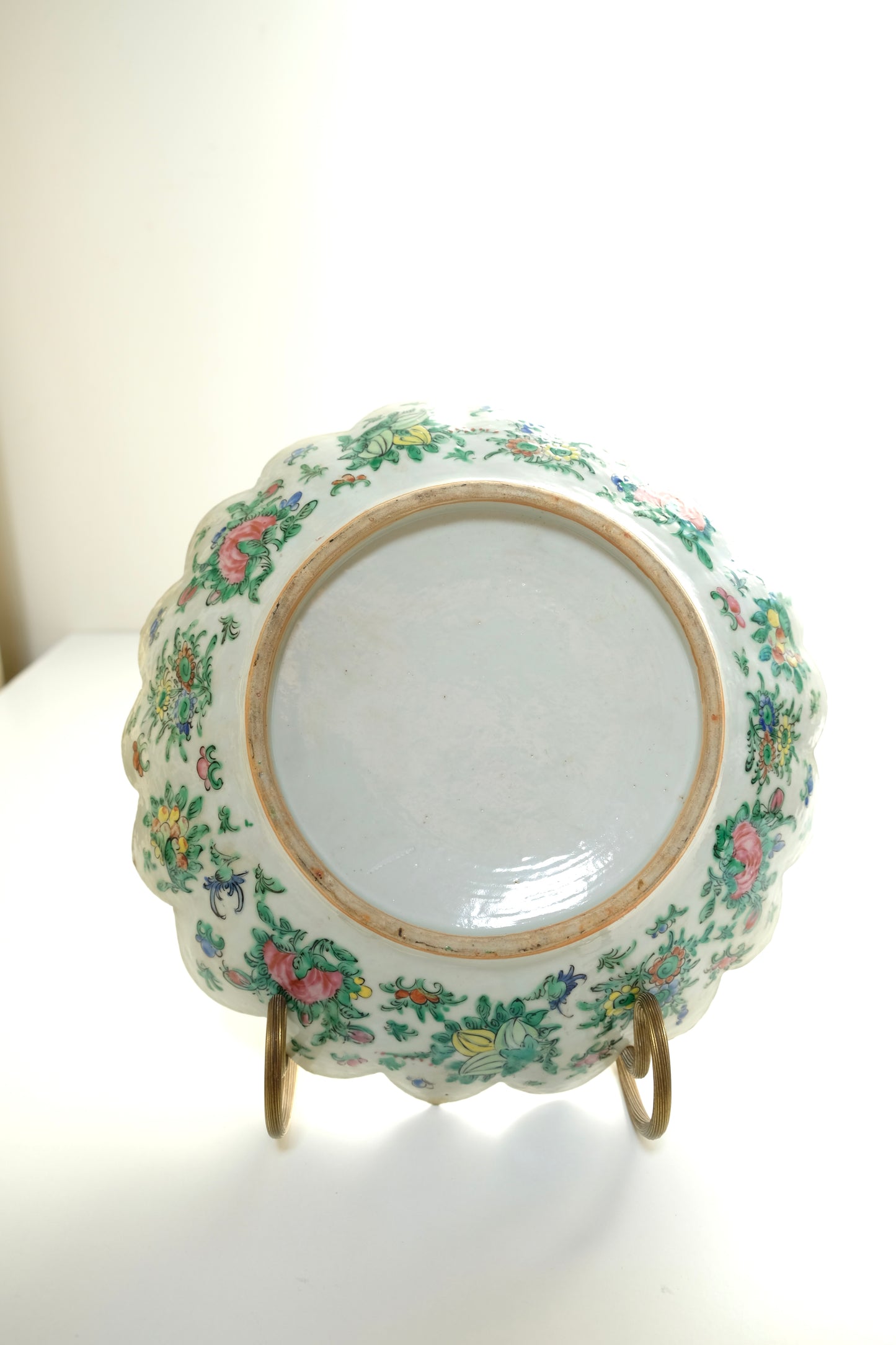 19th Century Rose Medallion Scalloped Porcelain Plate
