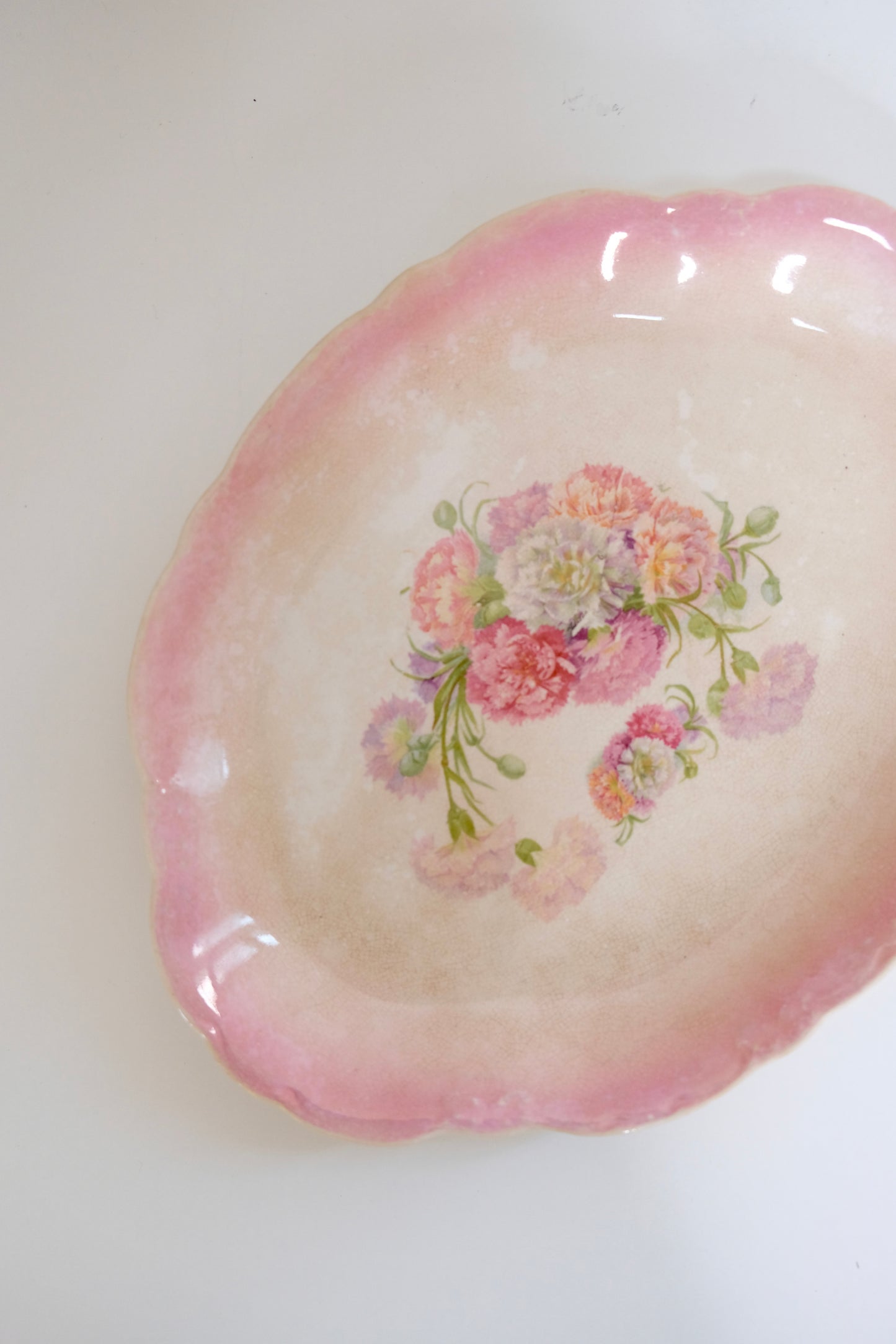 Vintage Porcelain Pink Floral Platter