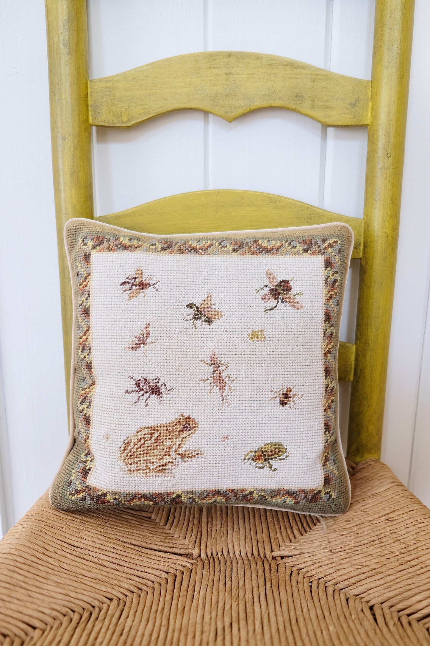 Adorable Vintage Needlepoint Springtime Pillows