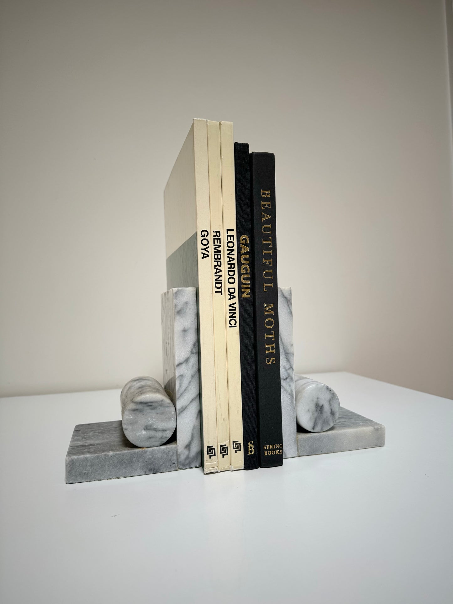 Marble Bookends with Solid Cylinder