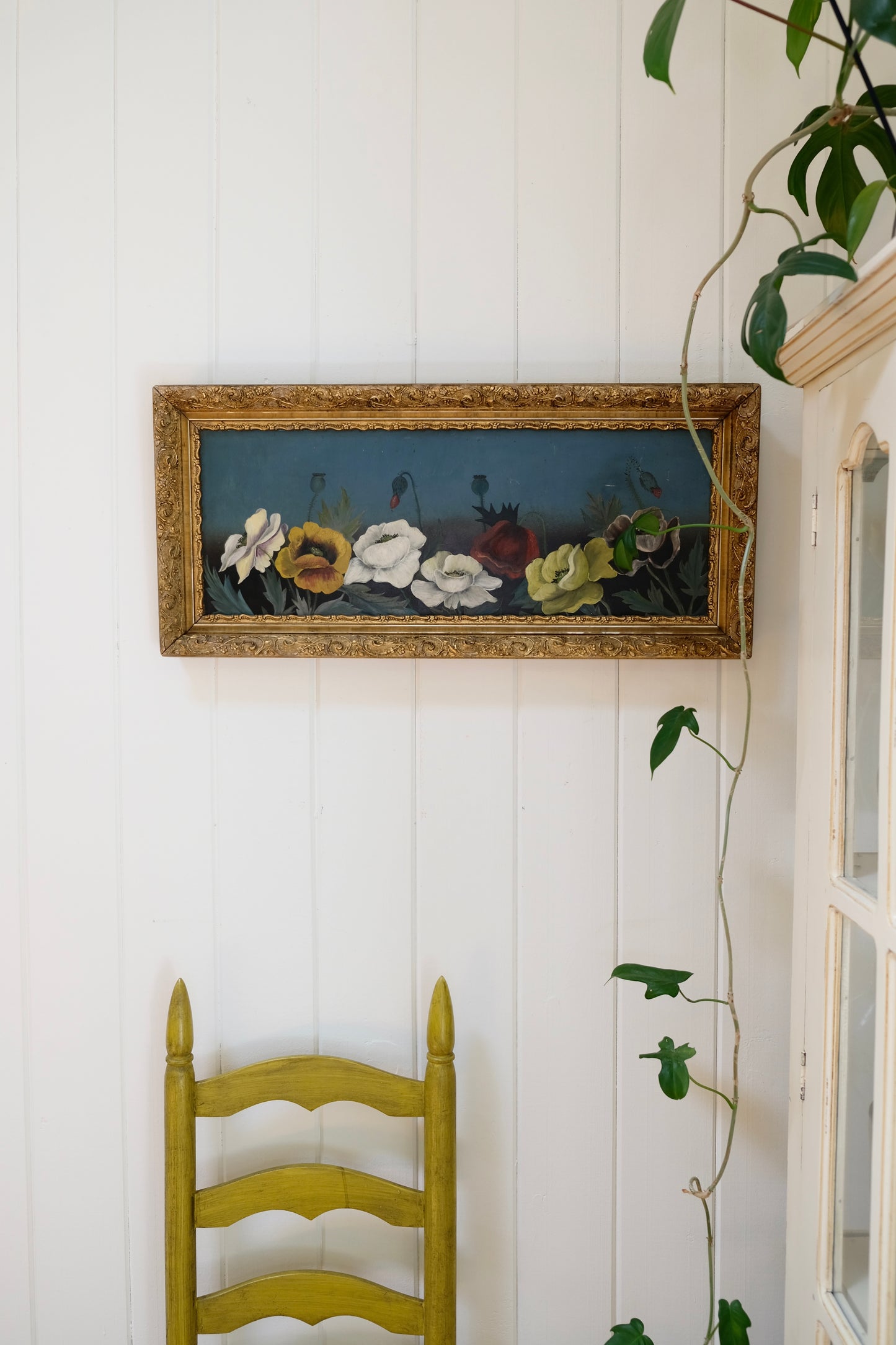 Moody Floral Antique Oil Painting