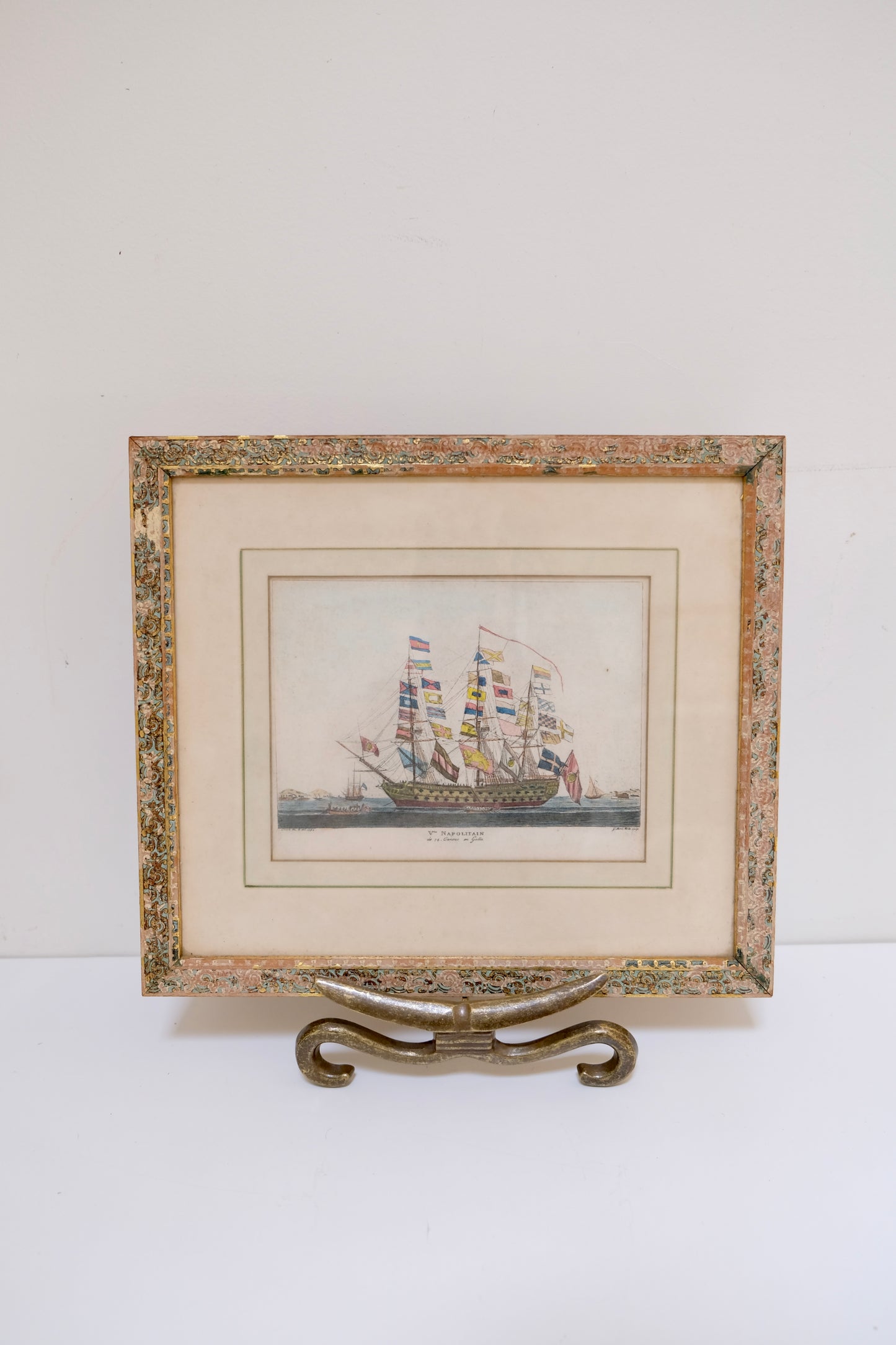 Antique Hand-Colored Nautical Etching