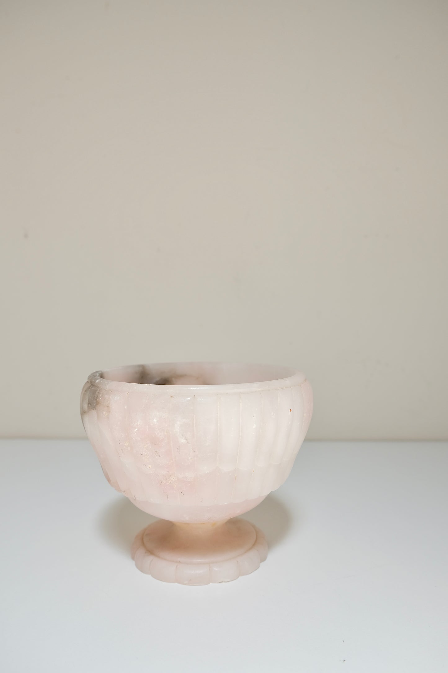 Stunning Vintage Pink Alabaster Pedestal Dishes