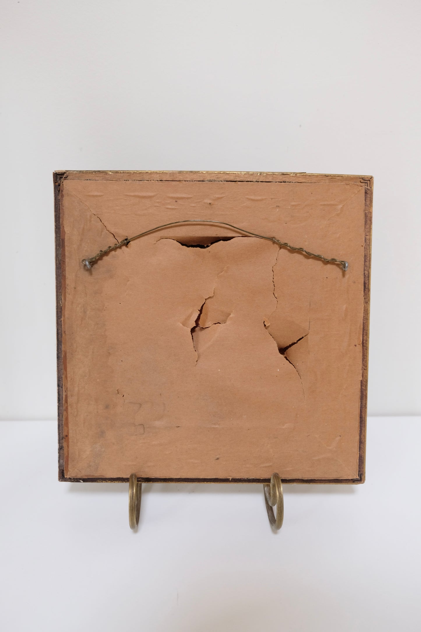 Vintage Chippy Framed Tapestry with Couple and Pup