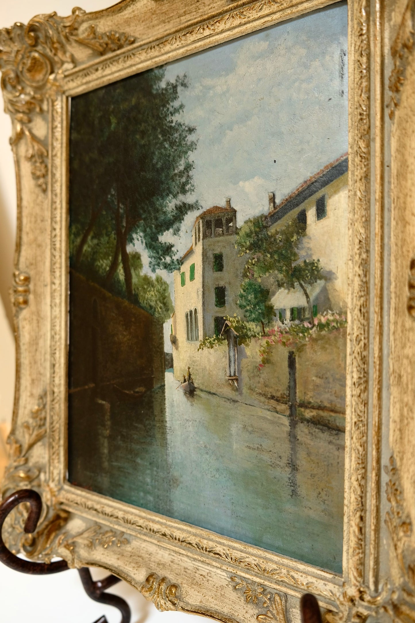 Antique Oil Painting Venetian Canals