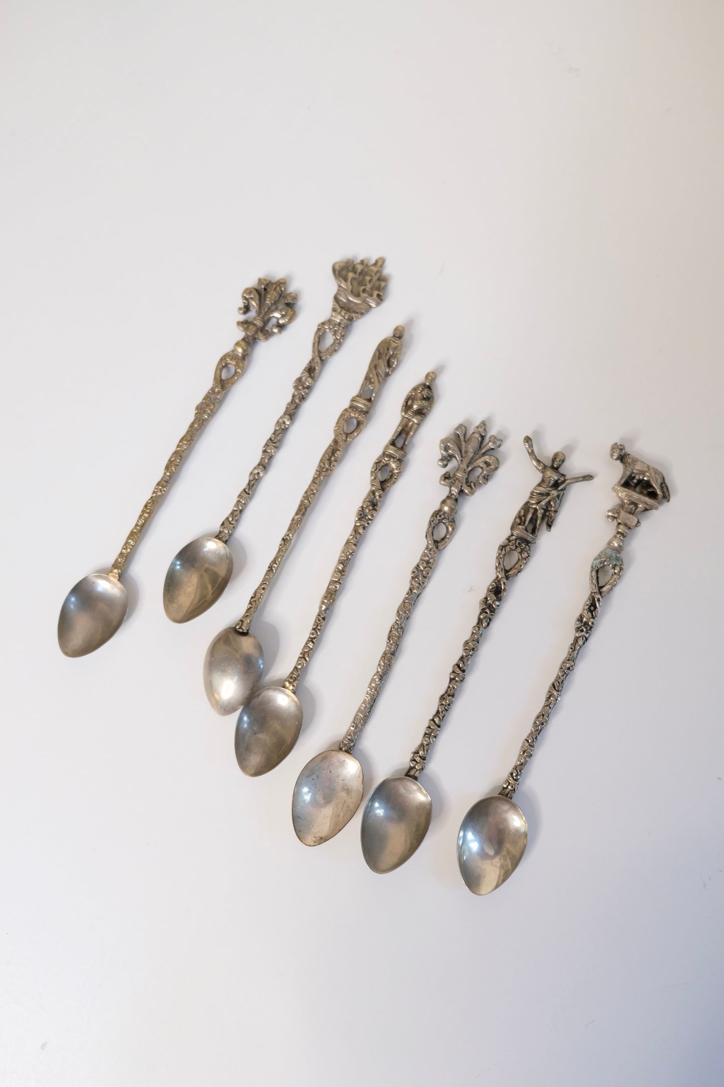 V intage Italian Set of 7 Silver Demitasse Spoons