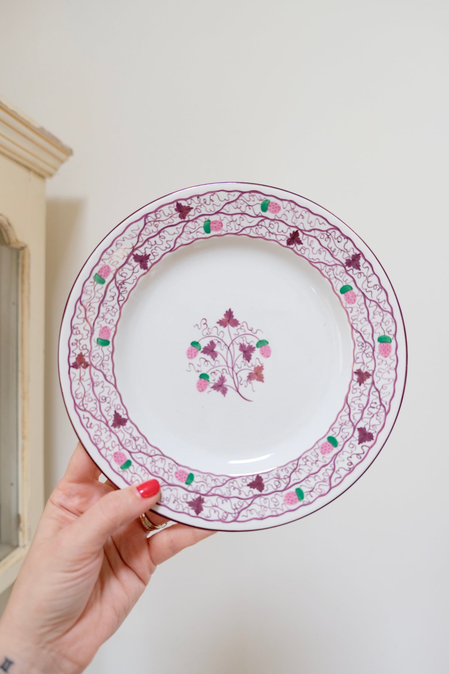 Vintage 1930s Wedgwood Hand Painted Strawberry Lustre Plates