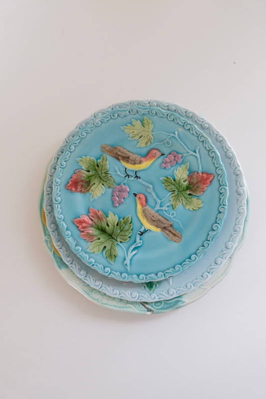 Set of 3 Antique German Majolica Plates