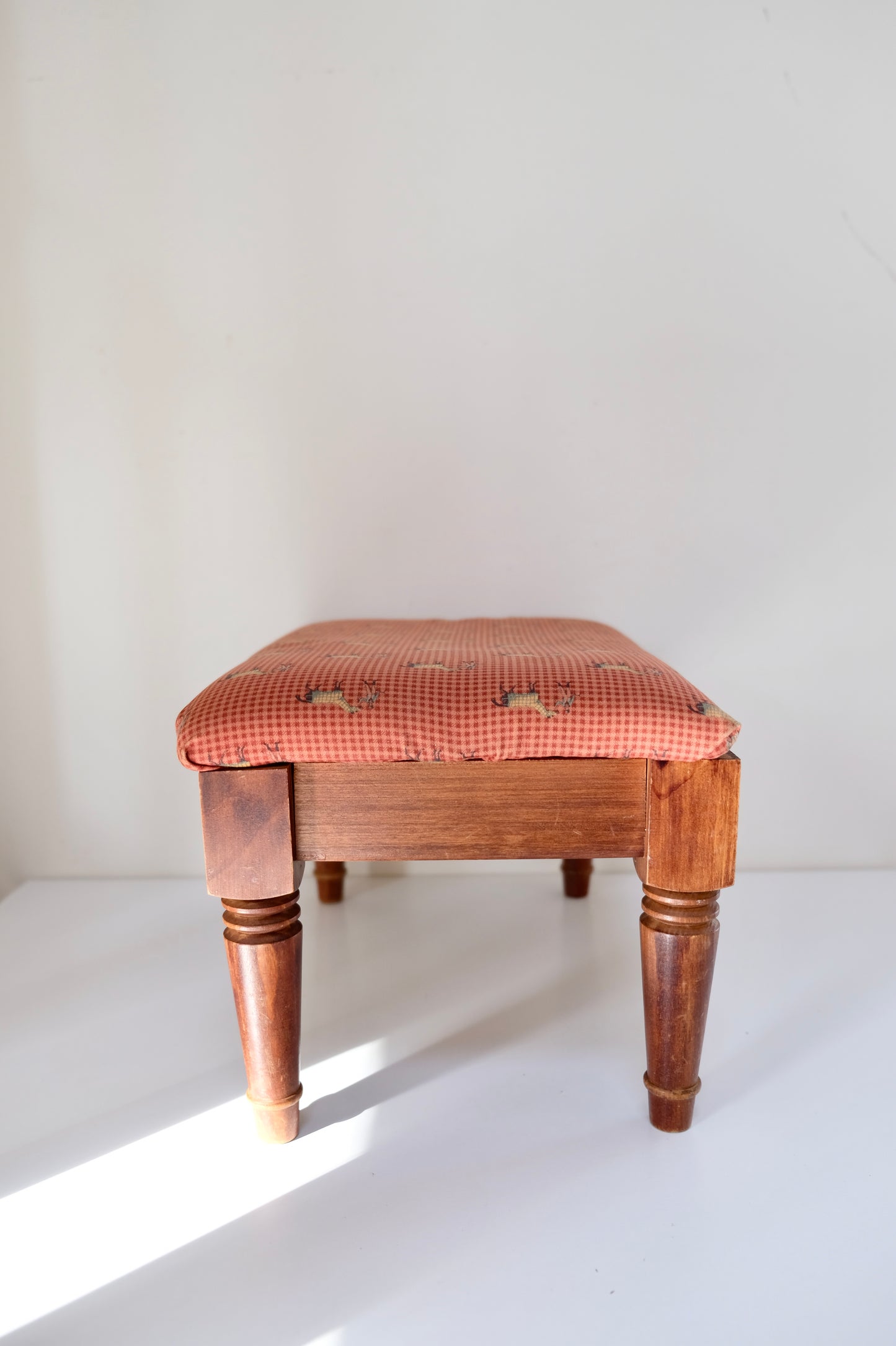 Vintage Wooden Equestrian Footstool Ottoman