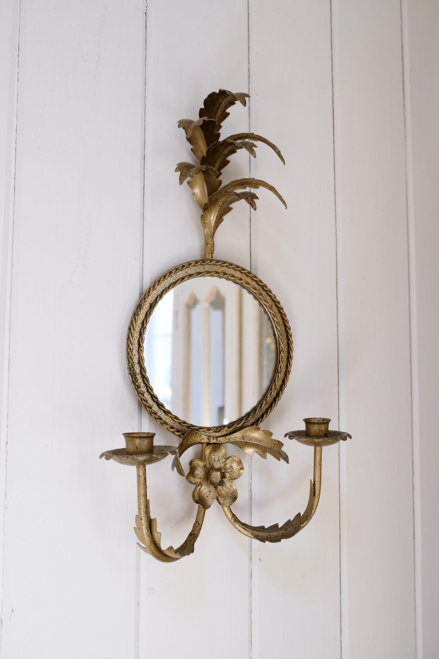 Pair of Stunning Vintage Italian Gilt Wall Candle Sconces