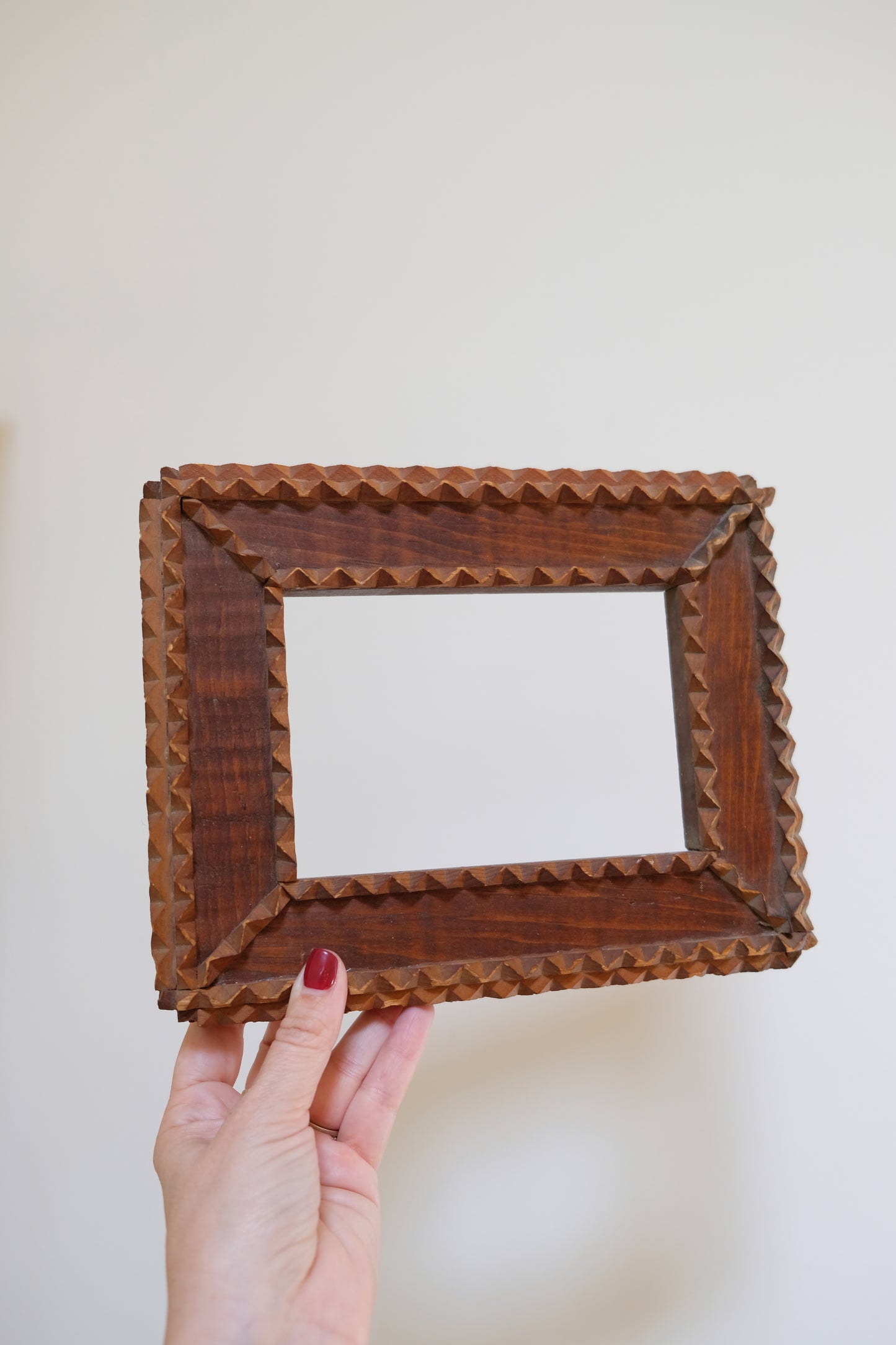 Beautiful Tramp Art Wooden Frame