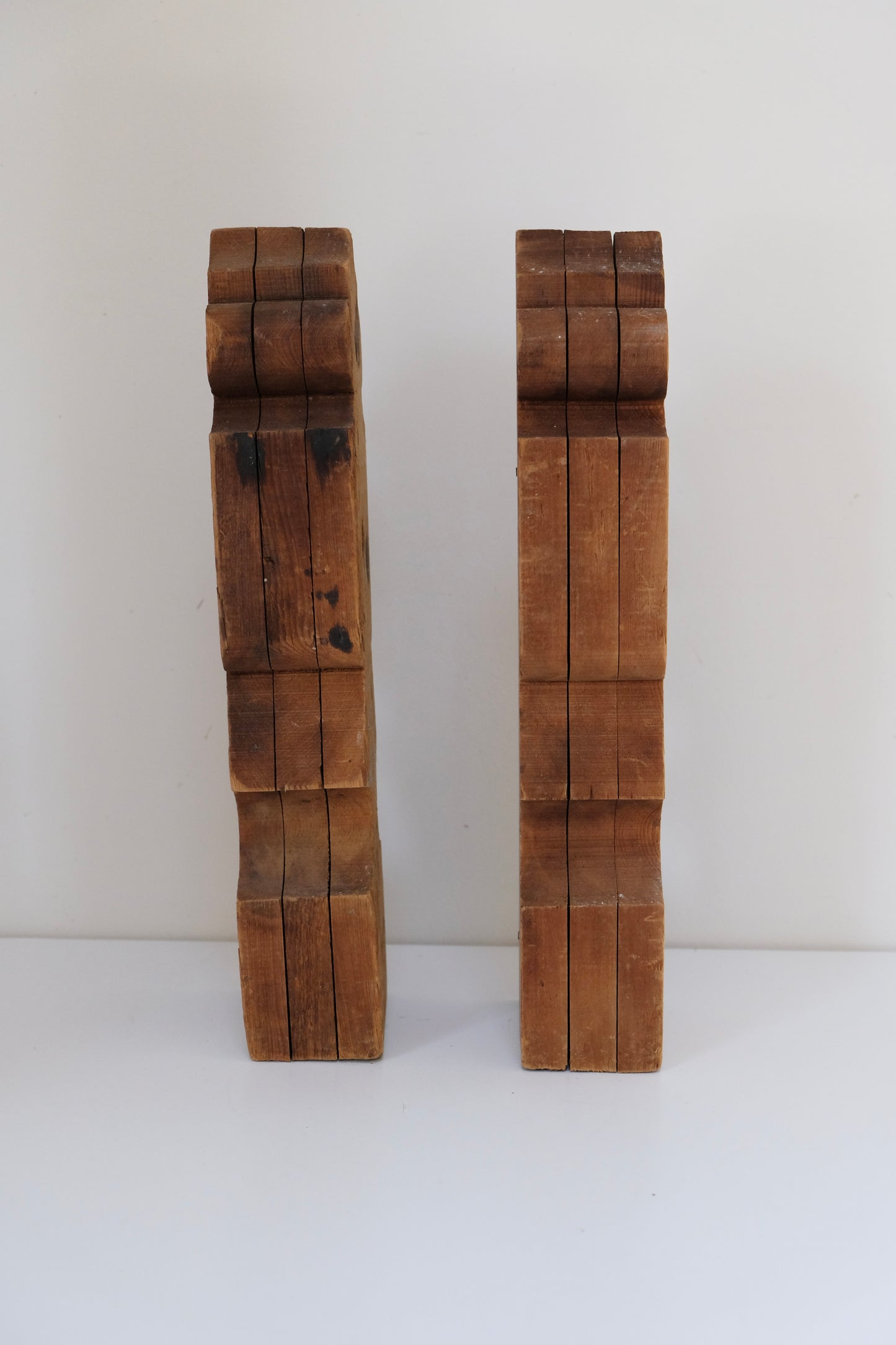 Pair of Antique Wooden Salvage Pieces From an Old Barn