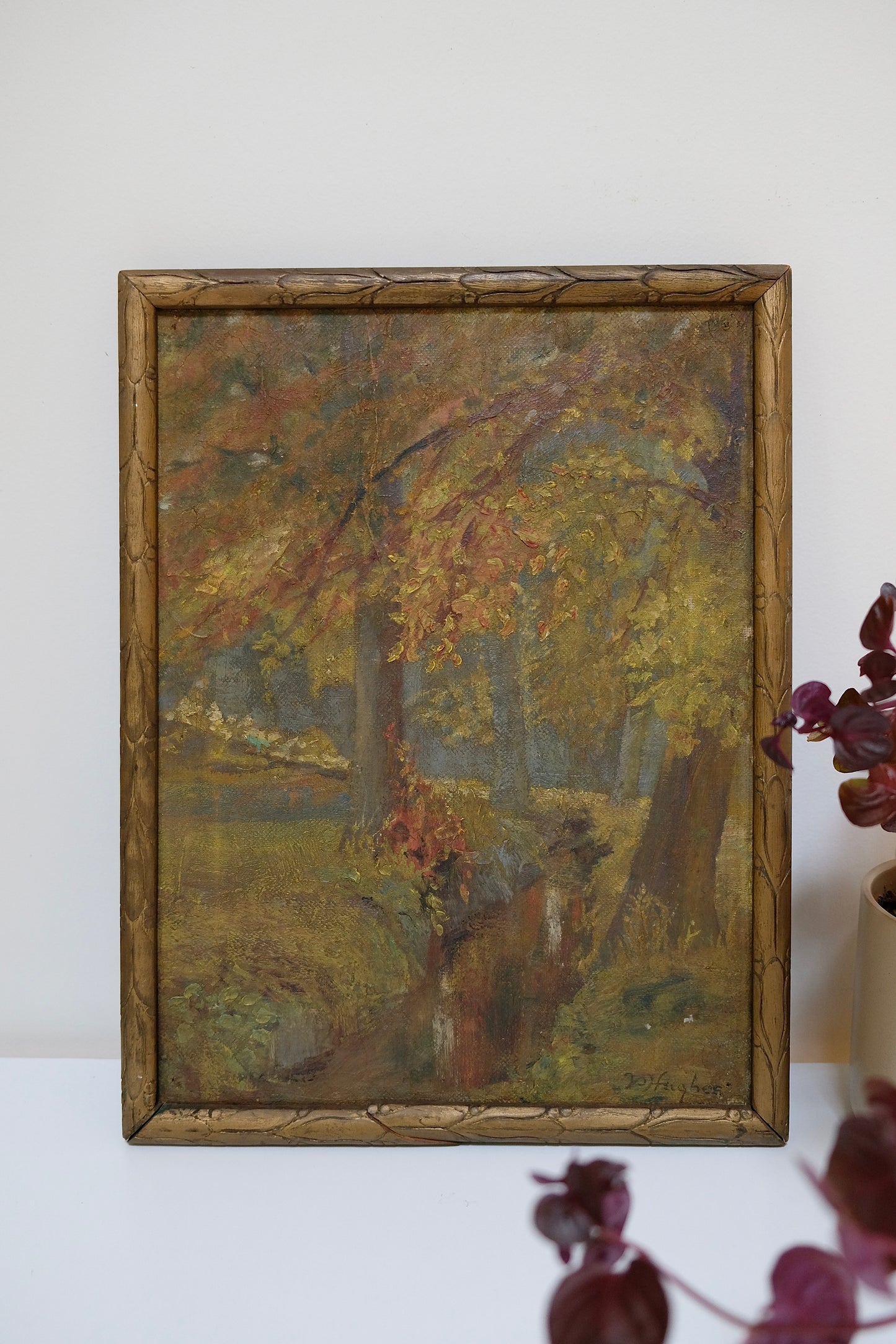 Antique Oil Painting titled "Brook Side”
