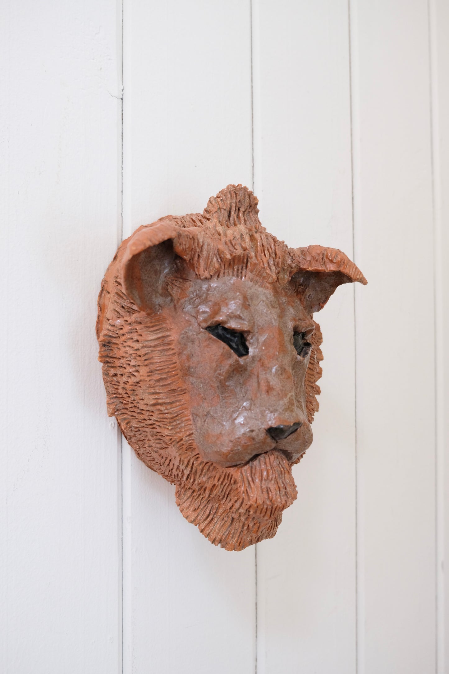 Amazing Hand-Made Pottery Lion Bust