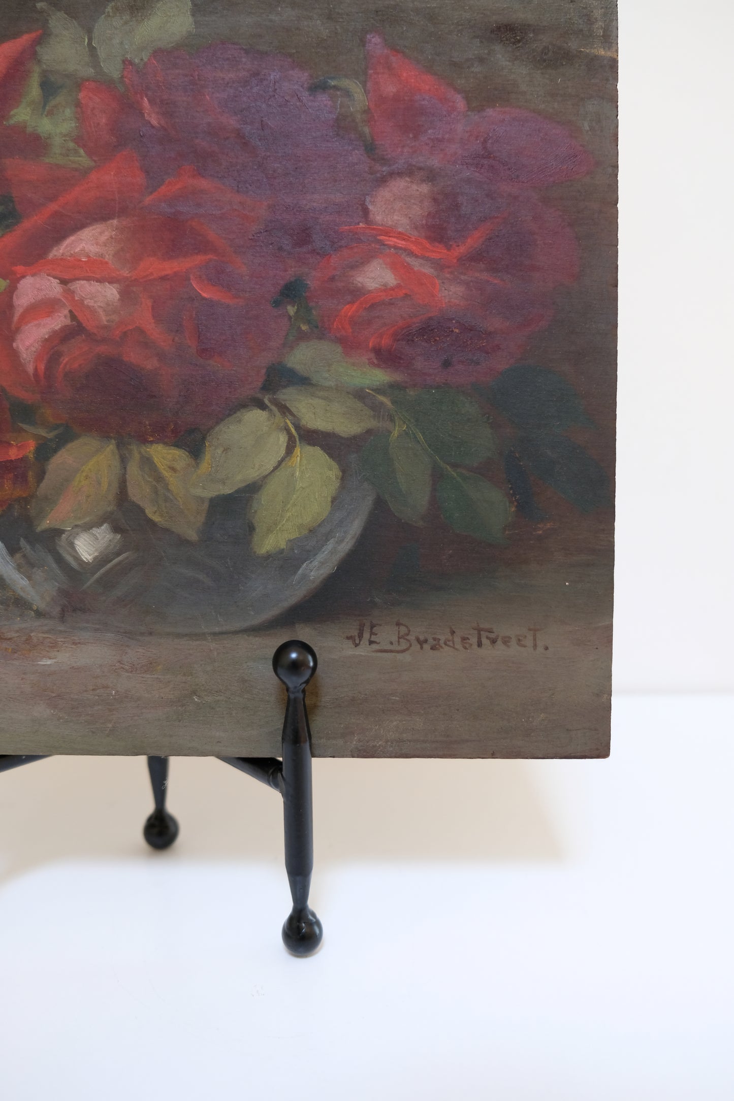 Moody Antique Oil Painting of Roses