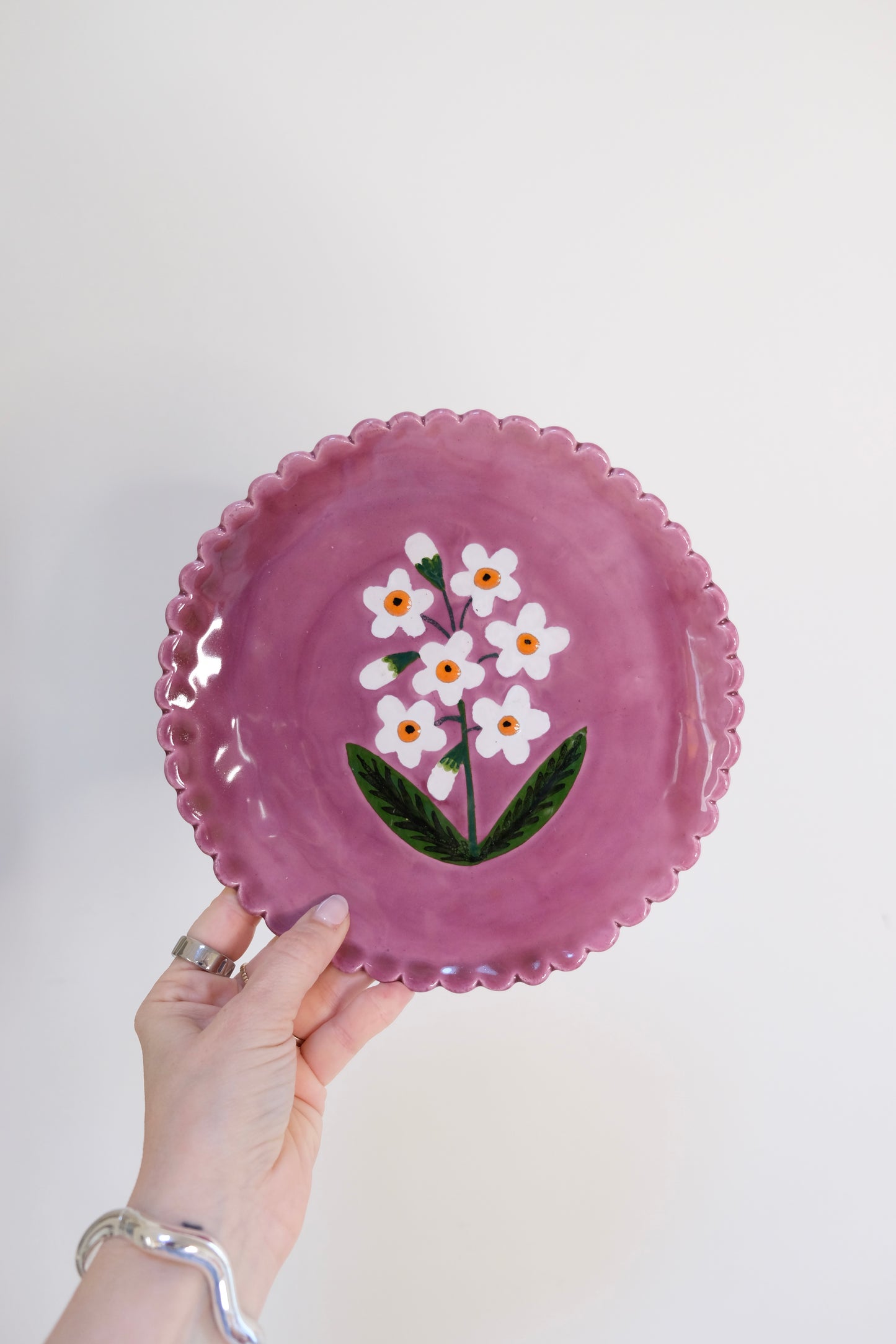 Vintage French Hand-Painted Mauve Plates by Sophie