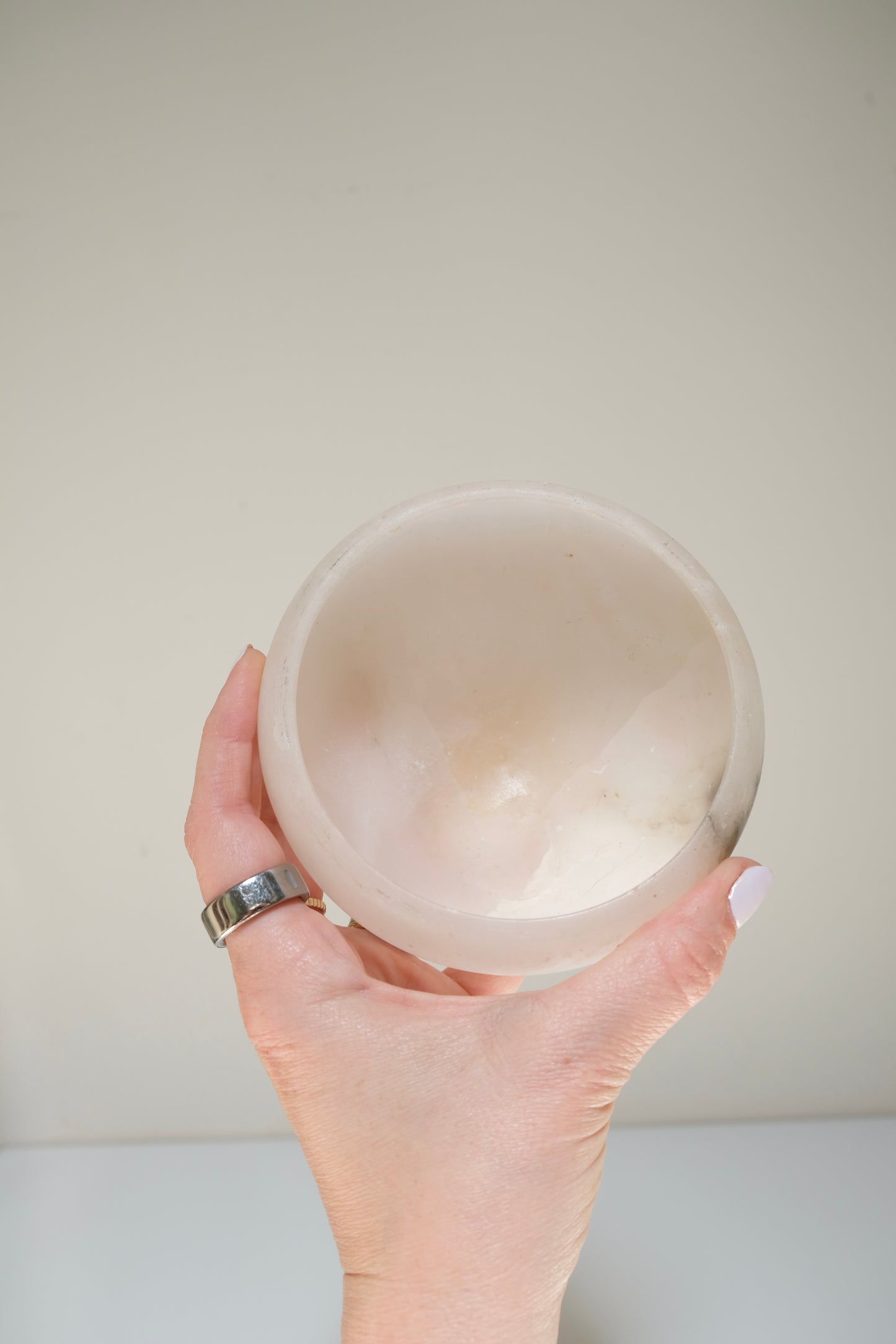 Stunning Vintage Pink Alabaster Pedestal Dishes