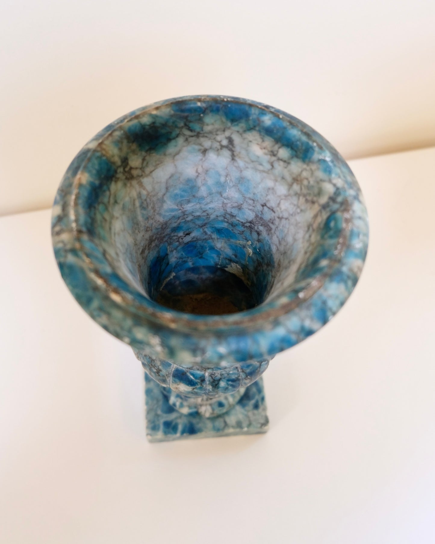 Stunning Rare Blue and White Alabaster Urn