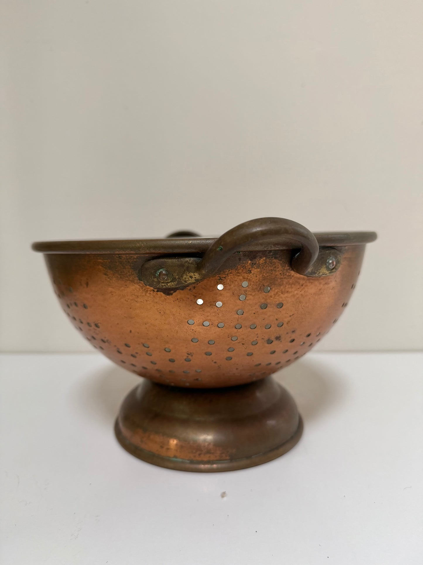 Vintage Copper Colander — 9” x 5.5”